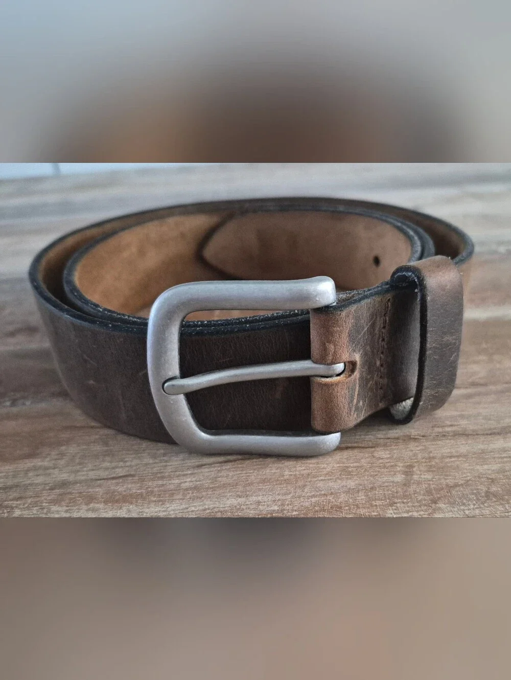 Bison Designs Mens Brown Genuine Leather Belt Brushed Silver Buckle Size 40